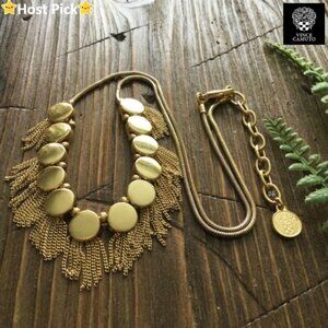 VINCE CAMUTO Gold‑Tone Fringe Statement Necklace – Tribal Core Collection